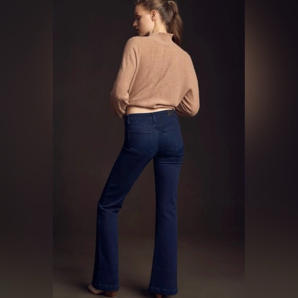 PAIGE Genevieve Hi-Rise Flare Leg Jeans Dark Wash Size 24 - Picture 2 of 14